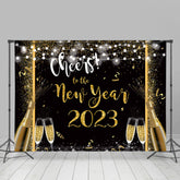 Lofaris UK Glitter And Golden Cheers To New Year 2023 Backdrop